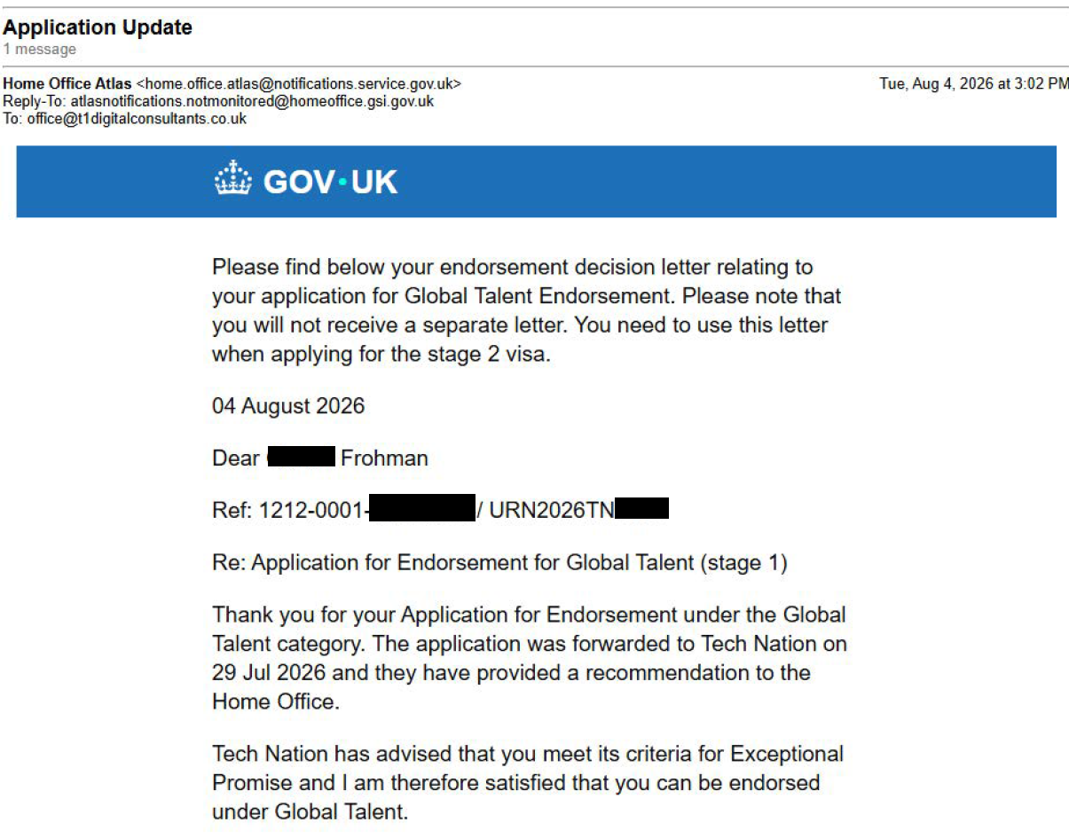 Global Talent Visa Success